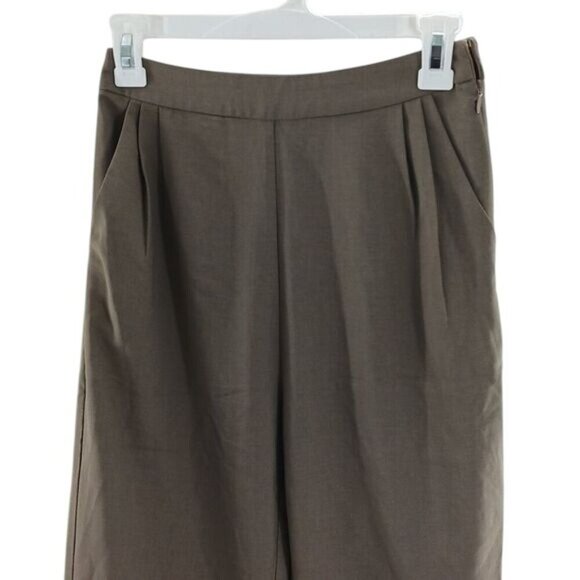 Lulu's Pants Pleasted High Waist Straight Brown Womens Size Small - Picture 3 of 6